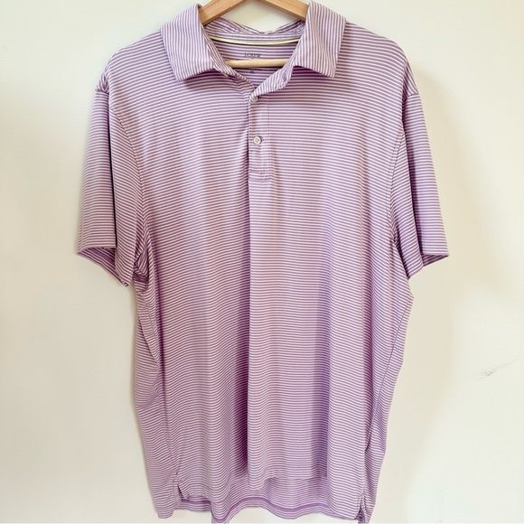 J. Crew Men's Performance Polo Shirt - Lavender Stripes XL - Picture 3 of 6